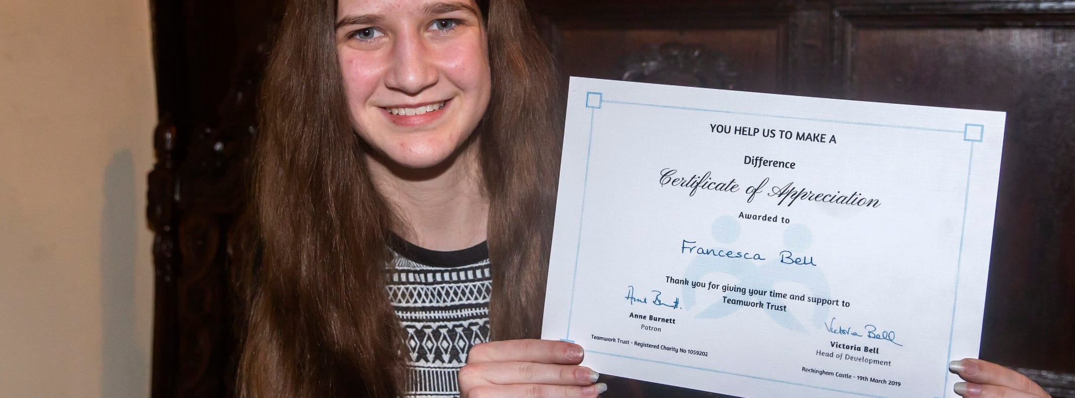 Young volunteer, Francesca